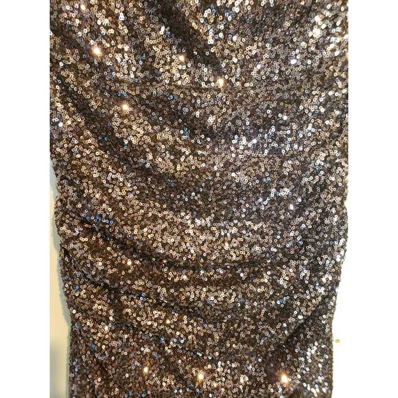 Lauren Ralph Lauren Evening Gray Silver Sequin One Shoulder Mini Dress Size 4 - Picture 7 of 7